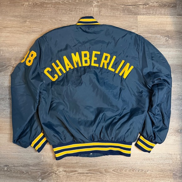 Holloway Other - Vintage Holloway Varsity‎ Bomber Jacket Navy Blue Yellow Chamberlin 98 Large